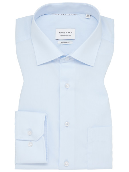 Eterna shirt MODERN FIT UNI POPELINE light blue with Kent collar in modern cut