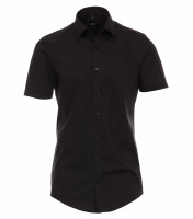 Venti shirt BODY FIT UNI POPELINE black with Kent collar in narrow cut