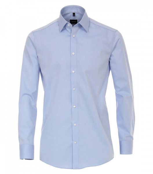 Chemise Venti MODERN FIT UNI POPELINE bleu clair avec col Kent en coupe moderne