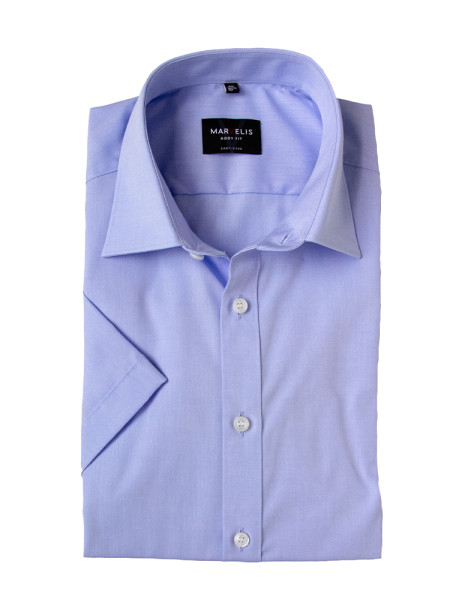 Chemise Marvelis BODY FIT UNI POPELINE bleu clair avec col New York Kent en coupe étroite