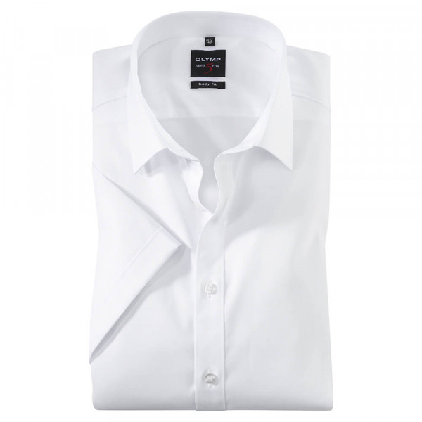 OLYMP Level Five body fit shirt UNI POPELINE white with New York Kent collar in narrow cut