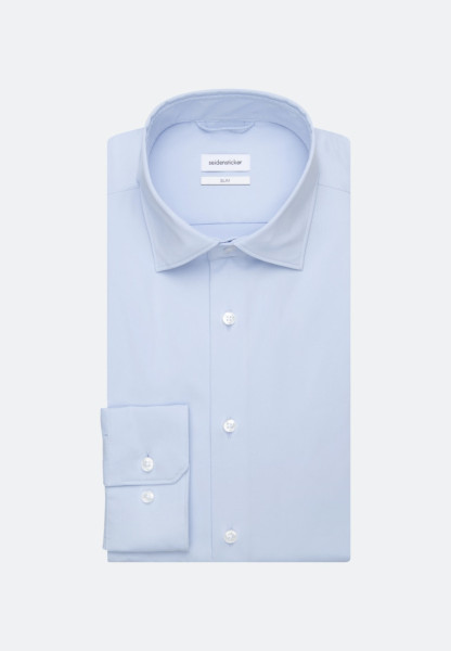 Chemise Seidensticker SLIM FIT UNI STRETCH bleu clair avec col Kent en coupe étroite