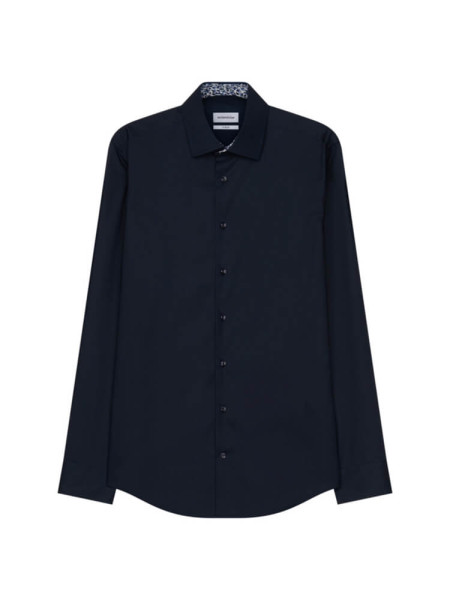 Seidensticker shirt EXTRA SLIM UNI POPELINE dark blue with Business Kent collar in super slim cut