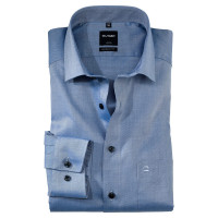 Chemise OLYMP Luxor modern fit TWILL bleu moyen avec col Global Kent en coupe moderne