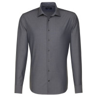 Seidensticker SHAPED shirt FIL À FIL anthracite with Business Kent collar in modern cut