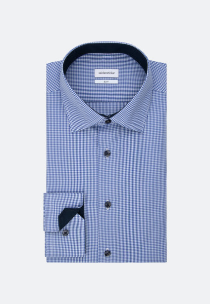 Seidensticker Hemd SLIM FIT UNI POPELINE mittelblau mit Business Kent Kragen in schmaler Schnittform