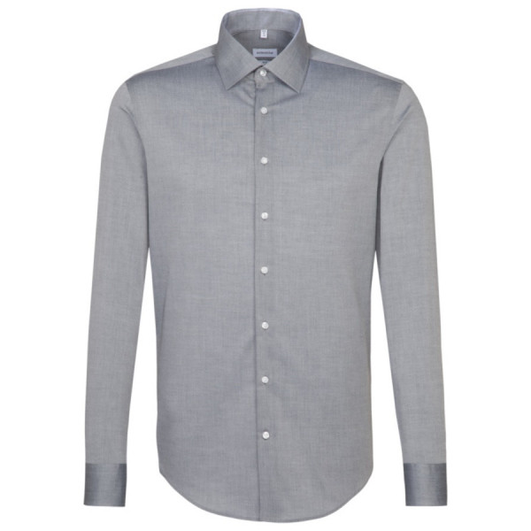 Seidensticker SLIM FIT shirt CHAMBRAY grey with Business Kent collar in narrow cut