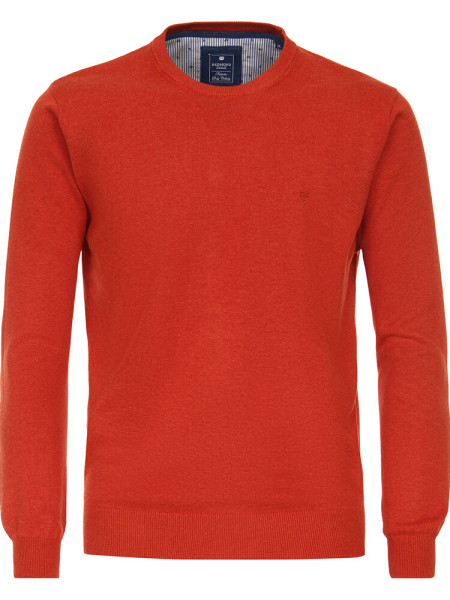 Redmond sweater REGULAR FIT MELANGE red with Round neck collar in classic cut