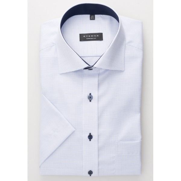 Chemise Eterna COMFORT FIT STRUCTURE bleu clair avec col Classic Kent en coupe classique