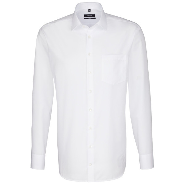 Chemise Seidensticker COMFORT UNI POPELINE blanc avec col Business Kent en coupe classique