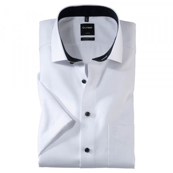 Chemise OLYMP Luxor modern fit FAUX UNI blanc avec col Global Kent en coupe moderne