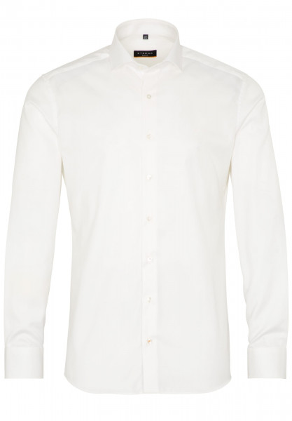 Chemise Eterna SLIM FIT TWILL beige avec col Italien en coupe étroite