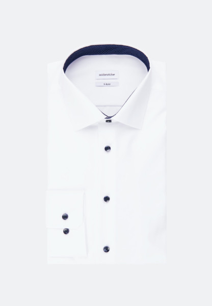 Seidensticker shirt EXTRA SLIM UNI POPELINE white with Business Kent collar in super slim cut