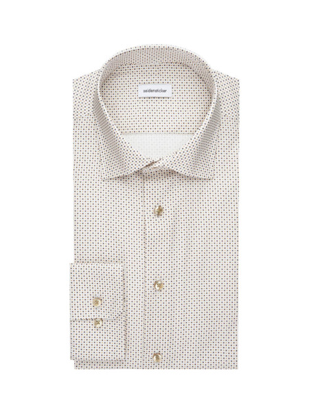Seidensticker overhemd SLIM TWILL beige met Business Kent-kraag in smalle snit
