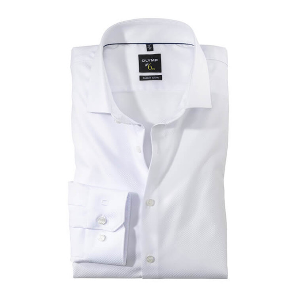 Chemise OLYMP No. Six super slim TWILL blanc avec col Royal Kent en coupe super étroite