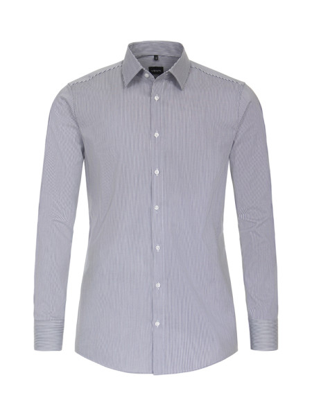 Chemise Venti MODERN FIT UNI POPELINE bleu foncé avec col Kent en coupe moderne