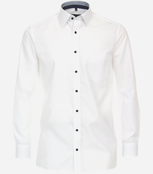 Chemise CasaModa COMFORT FIT UNI POPELINE blanc avec col Kent en coupe classique