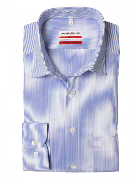 Marvelis MODERN FIT shirt UNI POPELINE light blue with New Kent collar in modern cut