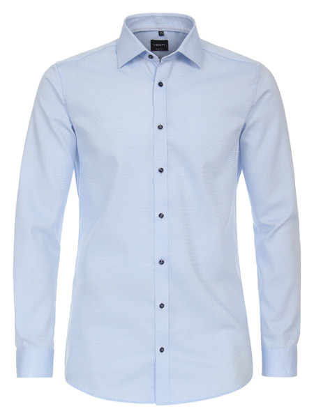 Venti overhemd BODY FIT STRUCTUUR lichtblauw met Kent-kraag in moderne snit