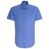 Seidensticker SLIM FIT shirt FIL À FIL medium blue with Business Kent collar in narrow cut