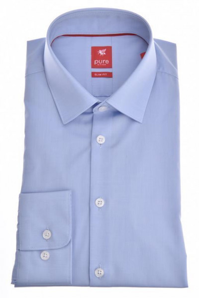 Chemise Pure &quot;Slim Fit Stretch&quot; bleue clair, col kent, coupe moderne