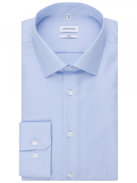 SEIDENSTICKER Slim Fit Hemd Hellblau Business Kent Struktur - Ansicht 4