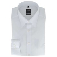 OLYMP Luxor modern fit shirt UNI POPELINE white with New Kent collar in modern cut