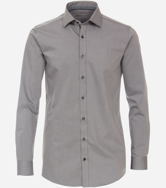 Venti shirt BODY FIT HYPERFLEX grey with Kent collar in narrow cut