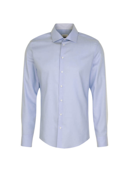 Chemise Seidensticker SLIM TWILL bleu clair avec col Business Kent en coupe étroite