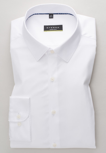 Eterna Hemd SUPER SLIM UNI STRETCH weiss mit Mini Kent Kragen in super schmaler Schnittform