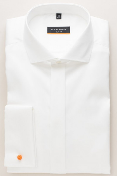 Eterna shirt SLIM FIT TWILL beige with Shark collar in narrow cut