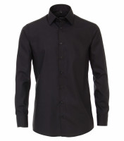 Venti overhemd MODERN FIT UNI POPELINE zwart met Kentkraag in moderne snit