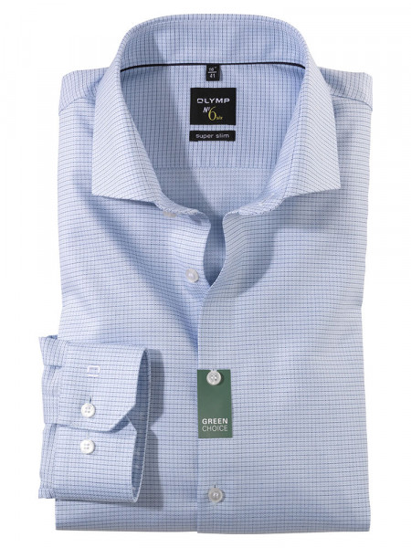 Chemise OLYMP SUPER SLIM UNI POPELINE bleu clair avec col Royal Kent en coupe super étroite