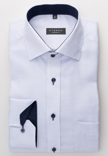 Eterna shirt COMFORT FIT STRUCTURE light blue with Classic Kent collar in classic cut