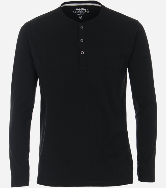 Redmond T-shirt REGULAR FIT JERSEY zwart met V-hals-kraag in klassieke snit