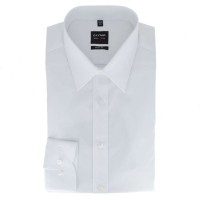 OLYMP Level Five body fit shirt UNI POPELINE white with New York Kent collar in narrow cut