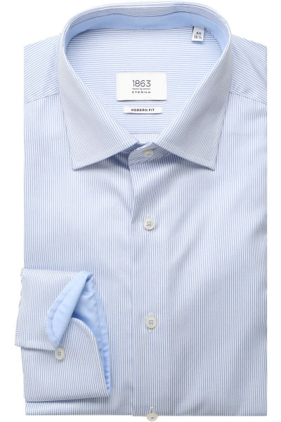 Eterna shirt MODERN FIT TWILL light blue with Classic Kent collar in modern cut