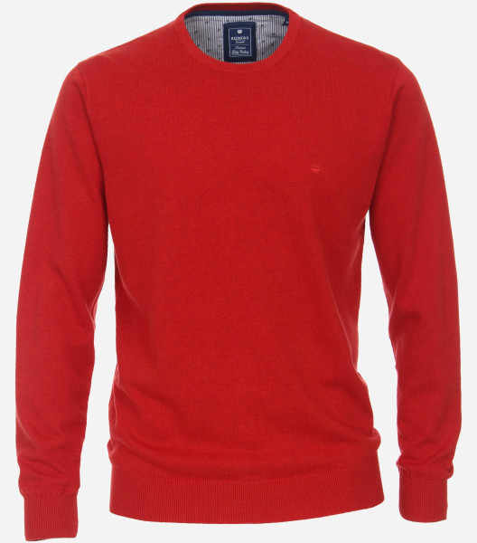 Redmond sweater REGULAR FIT KNITTED red with Round neck collar in classic cut