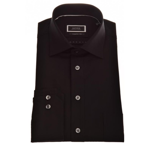 Chemise Hatico &quot;Chambrey&quot; noire, col kent, coupe classique