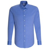 Seidensticker SLIM FIT shirt FIL À FIL medium blue with Business Kent collar in narrow cut