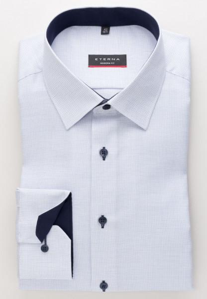 Eterna shirt MODERN FIT STRUCTURE light blue with Modern Kent collar in modern cut