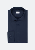 Seidensticker shirt SLIM FIT UNI STRETCH dark blue with Kent collar in narrow cut