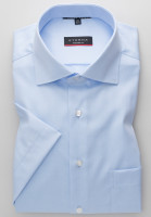 Chemise Eterna MODERN FIT TWILL bleu clair avec col Classic Kent en coupe moderne