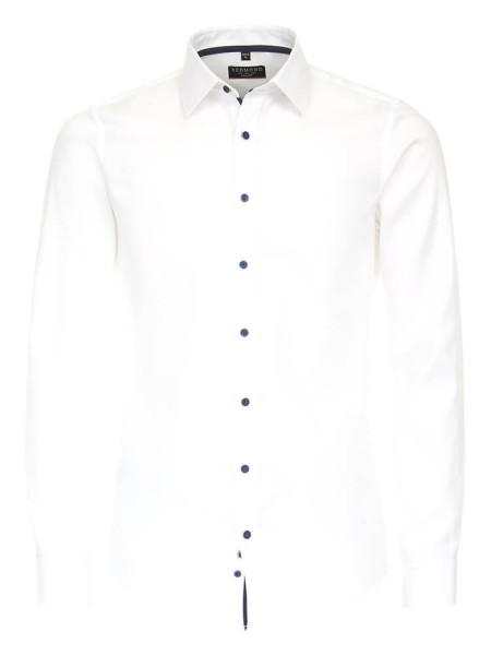 Redmond shirt SLIM FIT STRUCTURE white with Kent collar in narrow cut