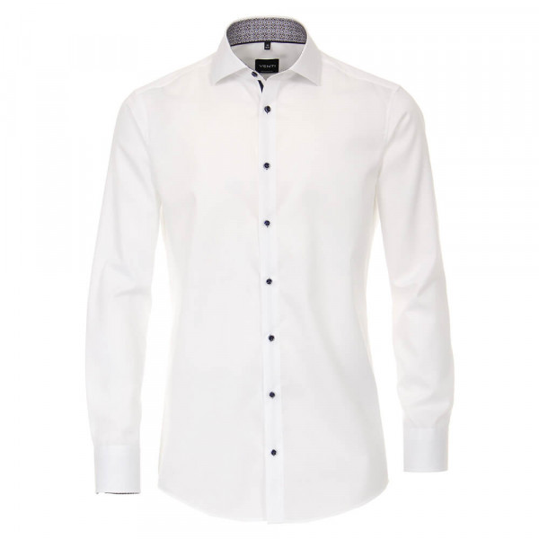 Chemise Venti MODERN FIT TWILL blanc avec col Italien en coupe moderne