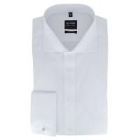 Chemise OLYMP Level Five body fit UNI POPELINE blanc avec col Italien en coupe étroite