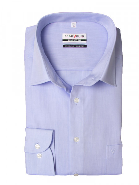 Marvelis COMFORT FIT Hemd CHAMBRAY hellblau mit New Kent Kragen in klassischer Schnittform