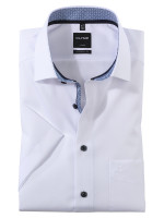 OLYMP overhemd MODERN FIT UNI POPELINE wit met Global Kent-kraag in moderne snit