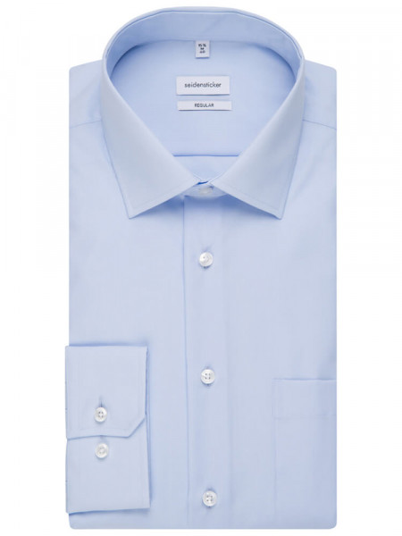 SEIDENSTICKER Regular Fit Hemd Hellblau Business Kent Popeline - Ansicht 4
