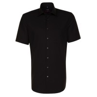 Chemise Seidensticker REGULAR UNI POPELINE noir avec col Business Kent en coupe moderne